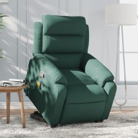 vidaXL Stand up Massage Recliner Chair Dark Green Velvet