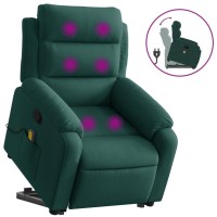 vidaXL Stand up Massage Recliner Chair Dark Green Velvet