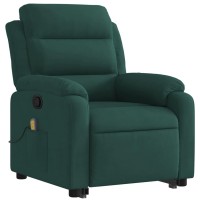 vidaXL Stand up Massage Recliner Chair Dark Green Velvet