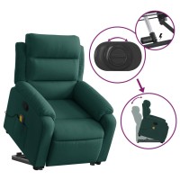 vidaXL Stand up Massage Recliner Chair Dark Green Velvet