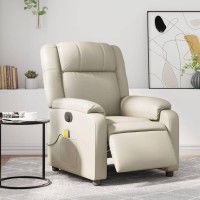 vidaXL Electric Massage Recliner Chair Cream Faux Leather