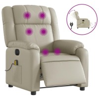 vidaXL Electric Massage Recliner Chair Cream Faux Leather