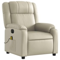 vidaXL Electric Massage Recliner Chair Cream Faux Leather
