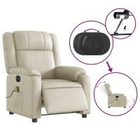 vidaXL Electric Massage Recliner Chair Cream Faux Leather