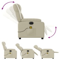 vidaXL Electric Massage Recliner Chair Cream Faux Leather