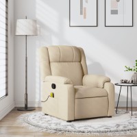 vidaXL Massage Recliner Chair Cream Fabric