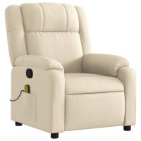 vidaXL Massage Recliner Chair Cream Fabric