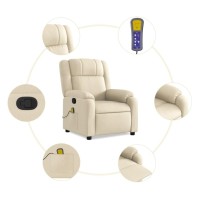 vidaXL Massage Recliner Chair Cream Fabric