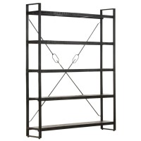 Vidaxl 5-Tier Bookcase Black 55.1X11.8X70.9 Solid Mango Wood