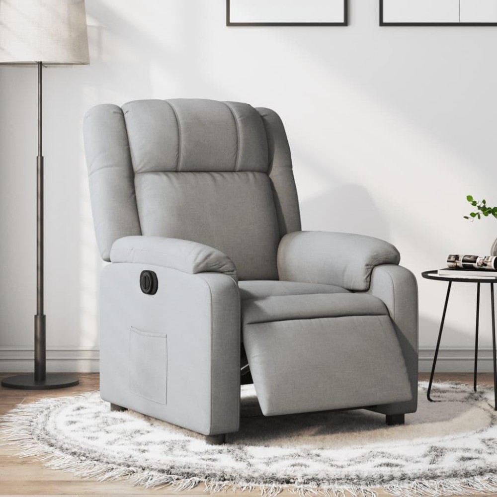 vidaXL Electric Recliner Chair Light Gray Fabric