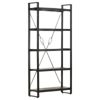 Vidaxl 5-Tier Bookcase Black 35.4X11.8X70.9 Solid Mango Wood