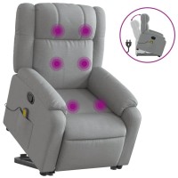 Vidaxl Stand Up Massage Recliner Chair Light Gray Fabric