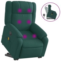 vidaXL Stand up Massage Recliner Chair Dark Green Fabric