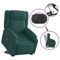 vidaXL Stand up Massage Recliner Chair Dark Green Fabric