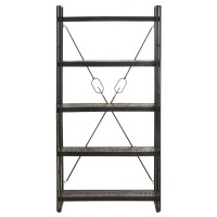 Vidaxl 5-Tier Bookcase Black 35.4X11.8X70.9 Solid Mango Wood