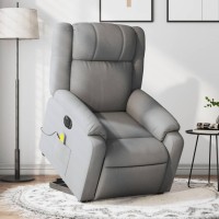 vidaXL Electric Stand up Massage Recliner Chair Light Gray Fabric