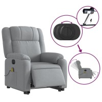 vidaXL Electric Stand up Massage Recliner Chair Light Gray Fabric