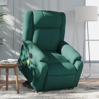 vidaXL Electric Stand up Massage Recliner Chair Dark Green Fabric