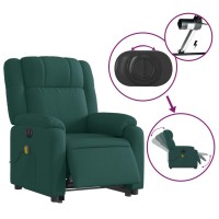 vidaXL Electric Stand up Massage Recliner Chair Dark Green Fabric