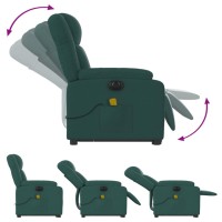 vidaXL Electric Stand up Massage Recliner Chair Dark Green Fabric