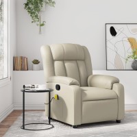 vidaXL Massage Recliner Chair Cream Faux Leather