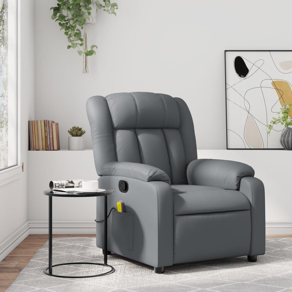 vidaXL Massage Recliner Chair Gray Faux Leather