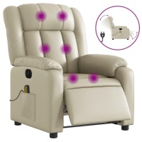 vidaXL Electric Massage Recliner Chair Cream Faux Leather