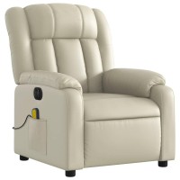 vidaXL Electric Massage Recliner Chair Cream Faux Leather