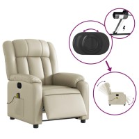 vidaXL Electric Massage Recliner Chair Cream Faux Leather