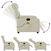 vidaXL Electric Massage Recliner Chair Cream Faux Leather