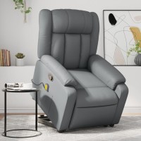 vidaXL Stand up Massage Recliner Chair Gray Faux Leather