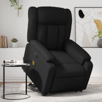 vidaXL Electric Stand up Massage Recliner Chair Black Faux Leather