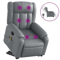 Vidaxl Electric Stand Up Massage Recliner Chair Gray Faux Leather