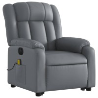 Vidaxl Electric Stand Up Massage Recliner Chair Gray Faux Leather