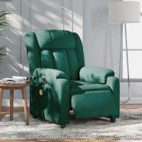 vidaXL Electric Massage Recliner Chair Dark Green Fabric