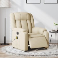 vidaXL Electric Massage Recliner Chair Cream Fabric