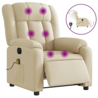 vidaXL Electric Massage Recliner Chair Cream Fabric