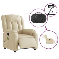 vidaXL Electric Massage Recliner Chair Cream Fabric