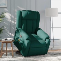 vidaXL Stand up Massage Recliner Chair Dark Green Fabric