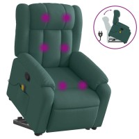 vidaXL Stand up Massage Recliner Chair Dark Green Fabric