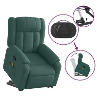 vidaXL Stand up Massage Recliner Chair Dark Green Fabric