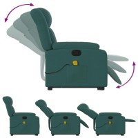 vidaXL Stand up Massage Recliner Chair Dark Green Fabric