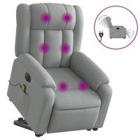 vidaXL Electric Stand up Massage Recliner Chair Light Gray Fabric