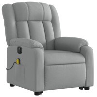 vidaXL Electric Stand up Massage Recliner Chair Light Gray Fabric