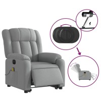 vidaXL Electric Stand up Massage Recliner Chair Light Gray Fabric