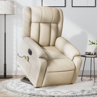 vidaXL Electric Stand up Massage Recliner Chair Cream Fabric