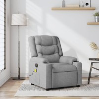 vidaXL Massage Recliner Chair Light Gray Fabric