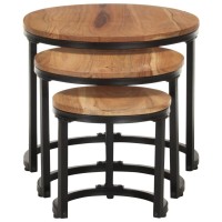 vidaXL Side Tables 3 pcs Solid Acacia Wood