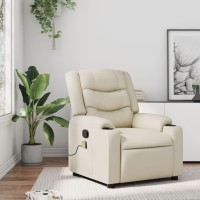 vidaXL Massage Recliner Chair Cream Faux Leather