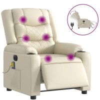 vidaXL Electric Massage Recliner Chair Cream Faux Leather